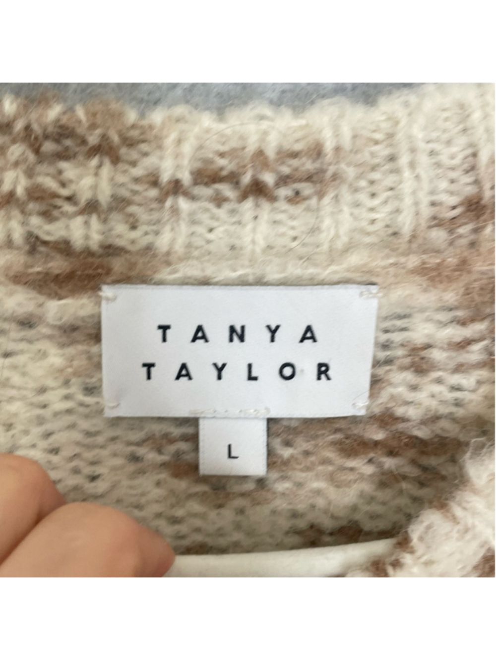Tanya Taylor Alpaca Wool Sweater L Cream Taupe Chunky Knit - Picture 4 of 11
